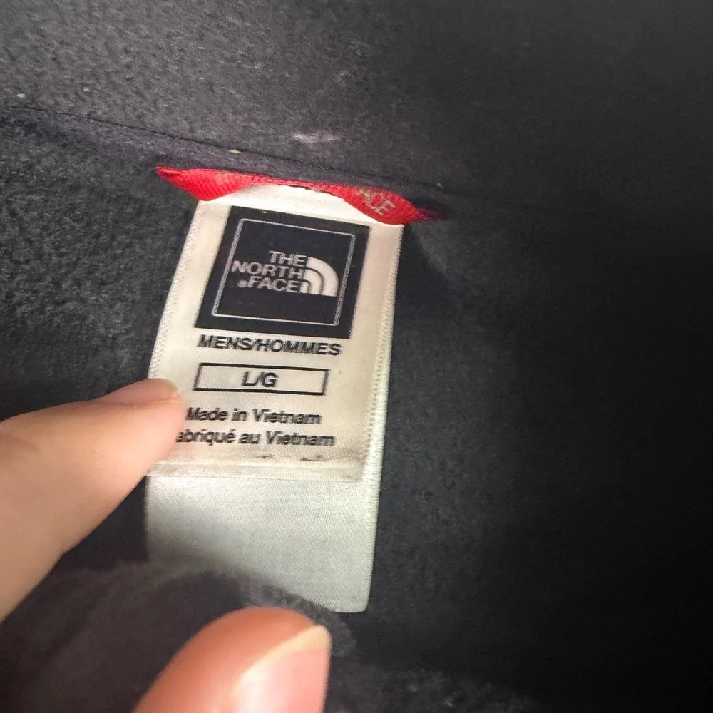 The North Face Mens Full Zip Fleece Jacket Black Mock Neck Large L Zip Pocket